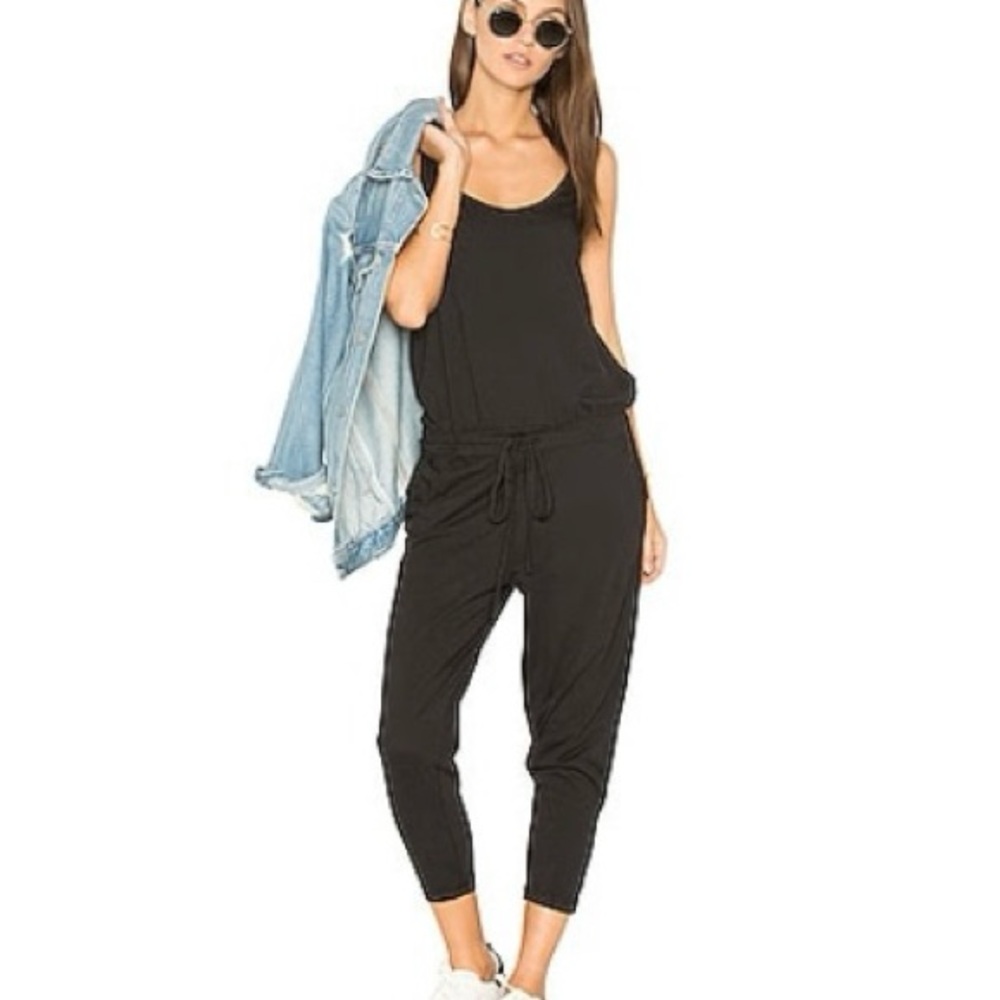 Bobi Black Jumpsuit with Tapered Legs and Scoop Neckline